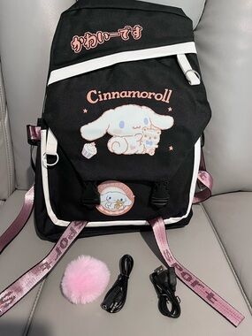 Cinnamoroll Black & Pink Canvas Laptop Backpack